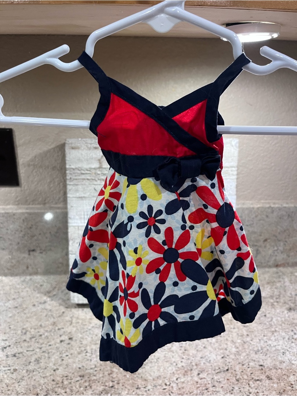 Dollie & Me Red Navy Floral Wrap-Style Doll Sundress
